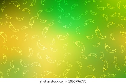 Light Green, Yellow vector texture with hot peppers. Decorative shining illustration with peppers on abstract template. Pattern for ad, booklets, leaflets of restaurants.