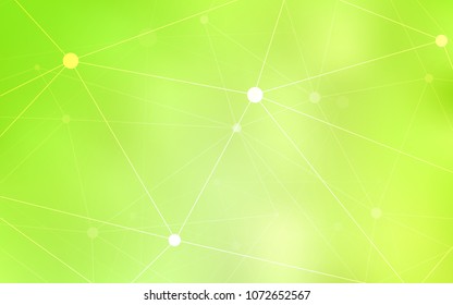Light Green, Yellow vector texture with disks, lines. Glitter abstract illustration with connection of triangle structure. Pattern can be used for beautiful websites.