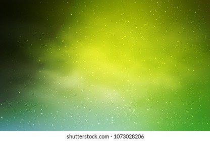 Light Green, Yellow vector texture with milky way stars. Glitter abstract illustration with colorful cosmic stars. Pattern for astrology websites.
