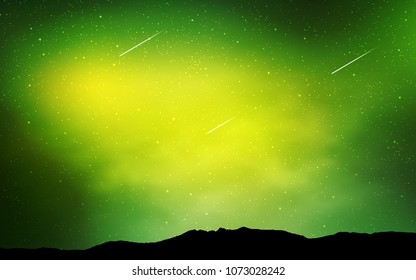 Light Green, Yellow vector texture with milky way stars. Blurred decorative design in simple style with galaxy stars. Best design for your ad, poster, banner.