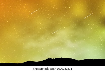 Light Green, Yellow vector texture with milky way stars. Space stars on blurred abstract background with gradient. Template for cosmic backgrounds.