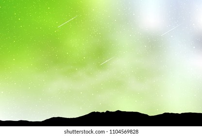 Light Green, Yellow vector texture with milky way stars. Shining colored illustration with bright astronomical stars. Pattern for futuristic ad, booklets.