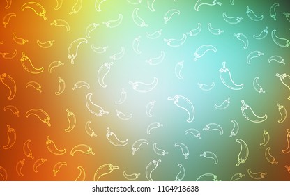 Light Green, Yellow vector texture with hot peppers. peppers on blurred abstract background with colorful gradient. Pattern for ad, booklets, leaflets of restaurants.