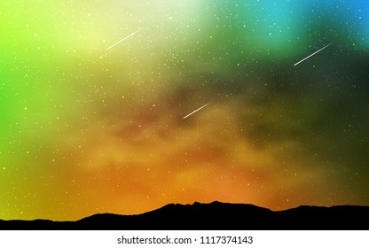 Light Green, Yellow vector texture with milky way stars. Modern abstract illustration with Big Dipper stars. Best design for your ad, poster, banner.