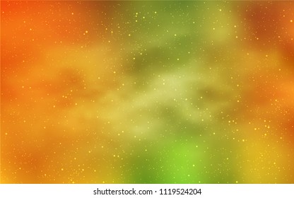 Light Green, Yellow vector texture with milky way stars. Shining colored illustration with bright astronomical stars. Smart design for your business advert.