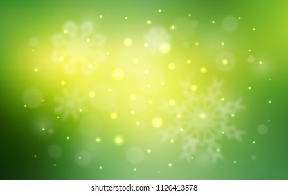 Light Green, Yellow vector texture with colored snowflakes. Modern geometrical abstract illustration with crystals of ice. The pattern can be used for year new  websites.