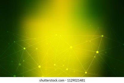 Light Green, Yellow vector texture with disks, lines. Design with connection of dots and lines on colorful background. New design for ad, poster, banner of your website.