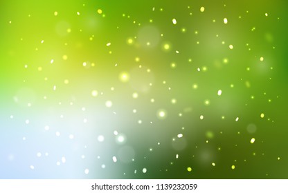 Light Green, Yellow vector texture with colored snowflakes. Glitter abstract illustration with crystals of ice. The template can be used as a new year background.