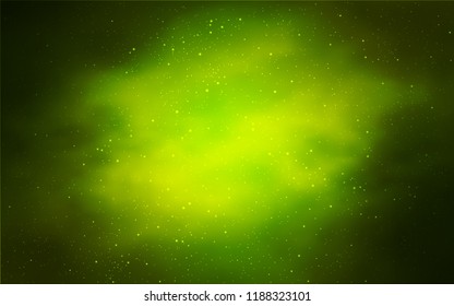 Light Green, Yellow vector texture with milky way stars. Blurred decorative design in simple style with galaxy stars. Template for cosmic backgrounds.