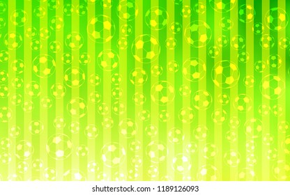 Light Green, Yellow vector texture with soccer balls. Shining illustration with soccer balls on a colorful backdrop. Design for posters, banners of sports competitions.