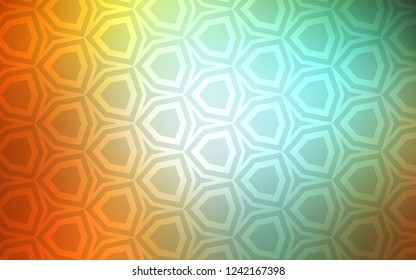 Light Green, Yellow vector texture with colorful hexagons. Colorful hexagons on blur backdrop. Design for website posters, banners.