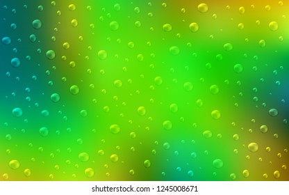 Light Green, Yellow vector texture with disks. Beautiful colored illustration with blurred circles in nature style. Pattern can be used as texture of water, rain drops.