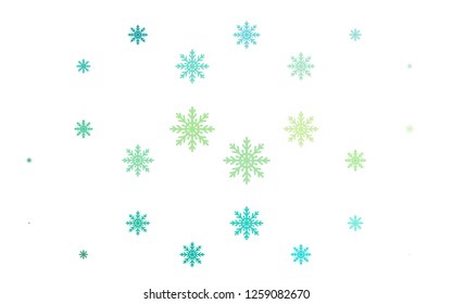 Light Green, Yellow vector texture with colored snowflakes. Glitter abstract illustration with crystals of ice. The pattern can be used for year new  websites.