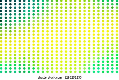 Light Green, Yellow vector texture with disks. Blurred decorative design in abstract style with bubbles. Template for your brand book.