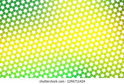Light Green, Yellow vector texture with disks. Beautiful colored illustration with blurred circles in nature style. Pattern of water, rain drops.