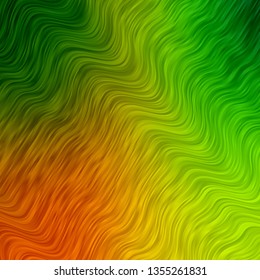 Light Green, Yellow vector texture with wry lines. Colorful illustration with curved lines. Design for your business promotion.