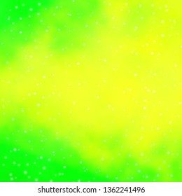 Light Green, Yellow vector texture with beautiful stars. Decorative illustration with stars on abstract template. Pattern for wrapping gifts.