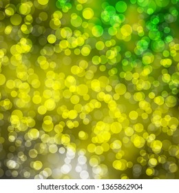 Light Green, Yellow vector texture with circles. Glitter abstract illustration with colorful drops. Pattern for business ads.