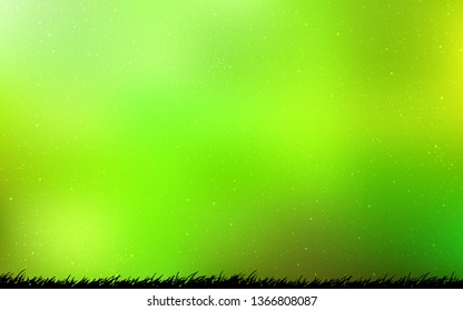 Light Green, Yellow vector texture with milky way stars. Shining illustration with sky stars on abstract template. Pattern for astronomy websites.