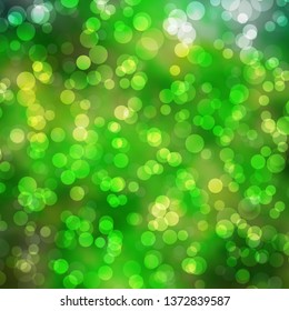 Light Green, Yellow vector texture with circles. Glitter abstract illustration with colorful drops. Pattern for wallpapers, curtains.