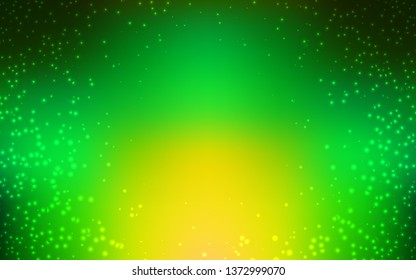 Light Green, Yellow vector texture with milky way stars. Shining colored illustration with bright astronomical stars. Pattern for futuristic ad, booklets.