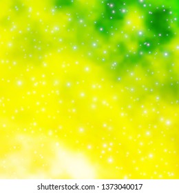 Light Green, Yellow vector texture with beautiful stars. Decorative illustration with stars on abstract template. Theme for cell phones.