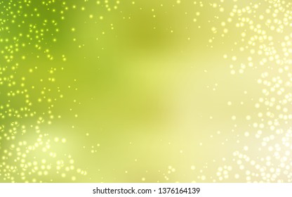 Light Green, Yellow vector texture with milky way stars. Glitter abstract illustration with colorful cosmic stars. Pattern for astronomy websites.
