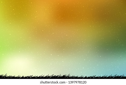Light Green, Yellow vector texture with milky way stars. Glitter abstract illustration with colorful cosmic stars. Smart design for your business advert.