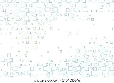 Light Green, Yellow vector texture with disks, rectangles. Abstract backdrop with colorful circles, rectangles. Pattern of water, rain drops.