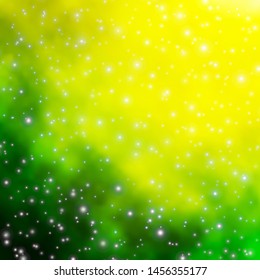 Light Green, Yellow vector texture with beautiful stars. Decorative illustration with stars on abstract template. Theme for cell phones.