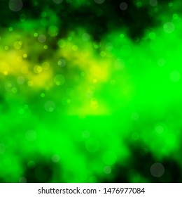 Light Green, Yellow vector texture with circles. Colorful illustration with gradient dots in nature style. Pattern for booklets, leaflets.
