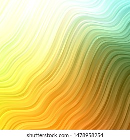 Light Green, Yellow vector texture with wry lines. Abstract illustration with bandy gradient lines. Pattern for websites, landing pages.