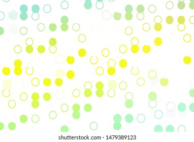 Light Green, Yellow vector texture with disks. Blurred decorative design in abstract style with bubbles. Pattern for ads, leaflets.
