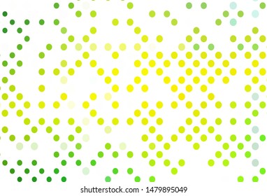 Light Green, Yellow vector texture with disks. Abstract illustration with colored bubbles in nature style. Template for your brand book.