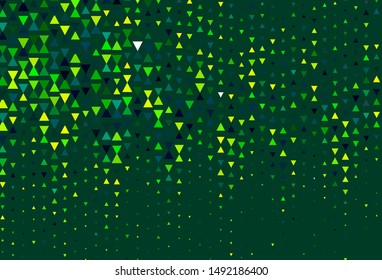 Light Green, Yellow vector texture with triangular style. Beautiful illustration with triangles in nature style. Best design for poster, banner.