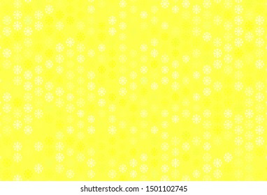 Light Green, Yellow vector texture with colored snowflakes. Shining colorful illustration with snow on abstract template. Pattern for new year websites.
