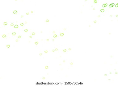 Light Green, Yellow vector texture with lovely hearts. Decorative shining illustration with hearts on abstract template. Pattern for carnival, festival romantic leaflets.