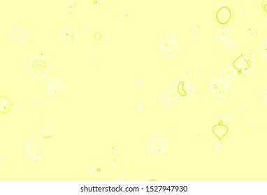 Light Green, Yellow vector texture with delicious snacks. Illustration with set of fresh food in doodle style. Pattern for menu of cafes, bars, restaurants.