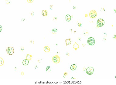 Light Green, Yellow vector texture with delicious snacks. Glitter abstract sketch with gourmet food. Pattern for ad, booklets, leaflets of restaurants.