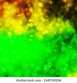 Light Green, Yellow vector texture with disks. Glitter abstract illustration with colorful drops. Design for your commercials.
