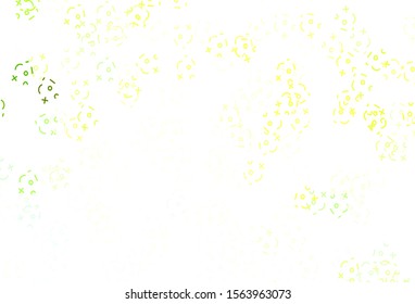 Light Green, Yellow vector texture with mathematic symbols. Illustration with Numeral symbols on abstract template. Template for landing page of typography.