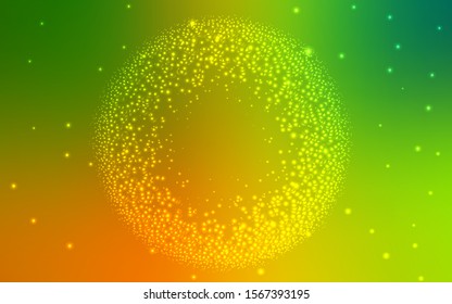 Light Green, Yellow vector texture with milky way stars. Space stars on blurred abstract background with gradient. Pattern for astronomy websites.
