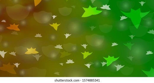Light Green, Yellow vector texture with circles, stars. Abstract illustration with colorful shapes of circles, stars. Template for business cards, websites.