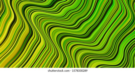 Light Green, Yellow vector texture with circular arc. Colorful abstract illustration with gradient curves. Pattern for booklets, leaflets.