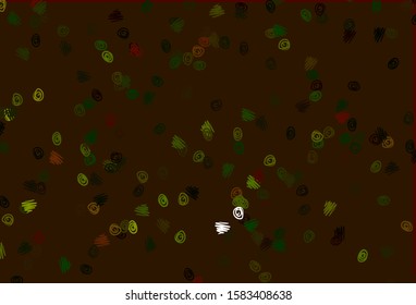 Light Green, Yellow vector texture with disks. Blurred decorative design in abstract style with bubbles. Pattern of water, rain drops.