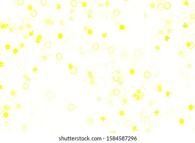 Light Green, Yellow vector texture with small stars, suns. Glitter abstract illustration with colored stars, suns. Best design for your ad, poster, banner.