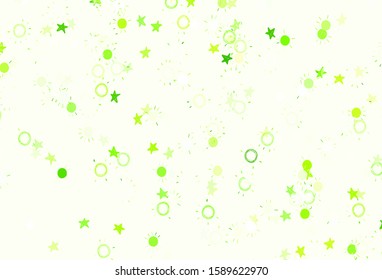 Light Green, Yellow vector texture with small stars, suns. Glitter abstract illustration with colored stars, suns. Pattern for futuristic ad, booklets.