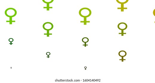 Light Green, Yellow vector texture with women's rights symbols. Simple design in abstract style with women’s rights activism. New side for your design.