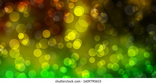 Light Green, Yellow vector texture with disks. Modern abstract illustration with colorful circle shapes. Design for your commercials.