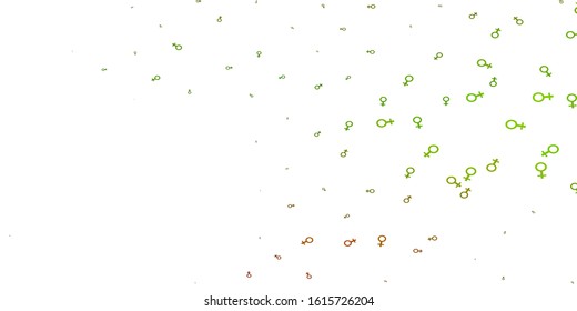 Light Green, Yellow vector texture with women's rights symbols. Simple design in abstract style with women’s rights activism. Sample for your web designers.